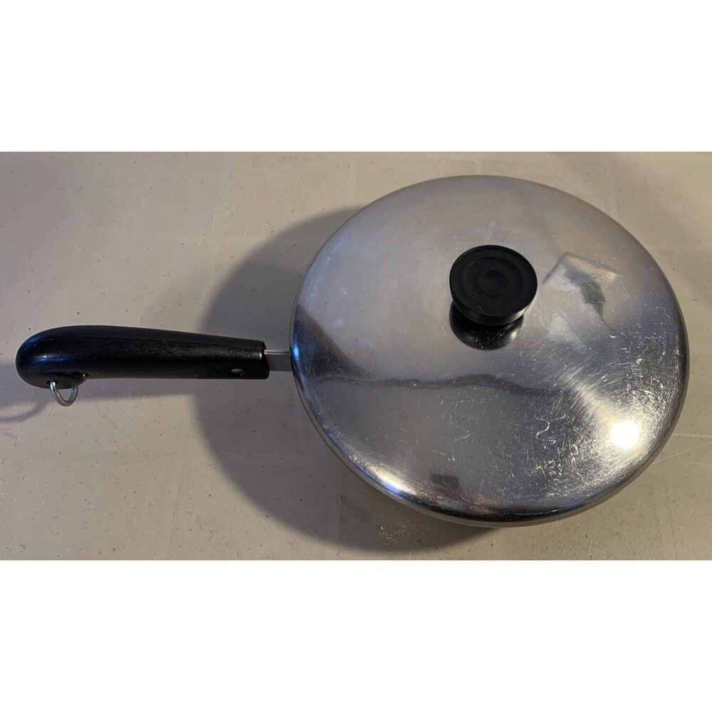 Vintage REVERE WARE 8” Stainless Steel Copper Clad Skillet Frying Pan With Lid